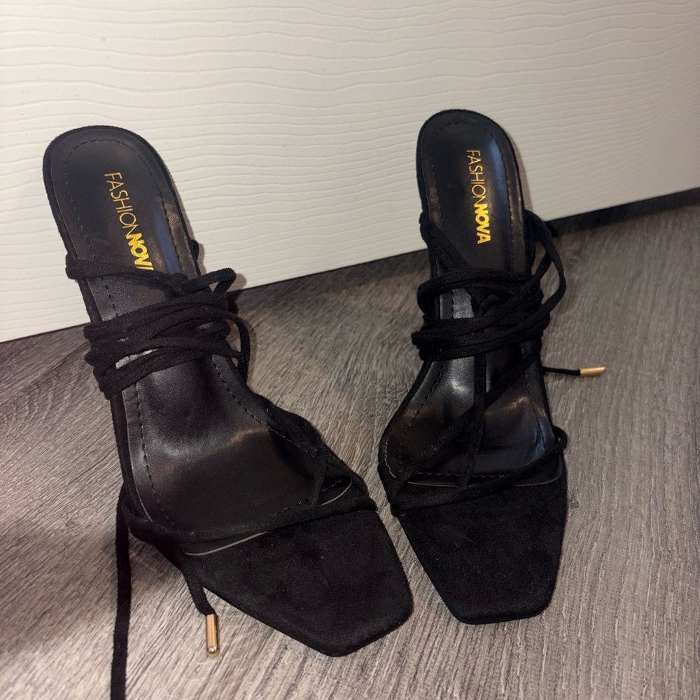 Fashion Nova Black Lace-Up Heels